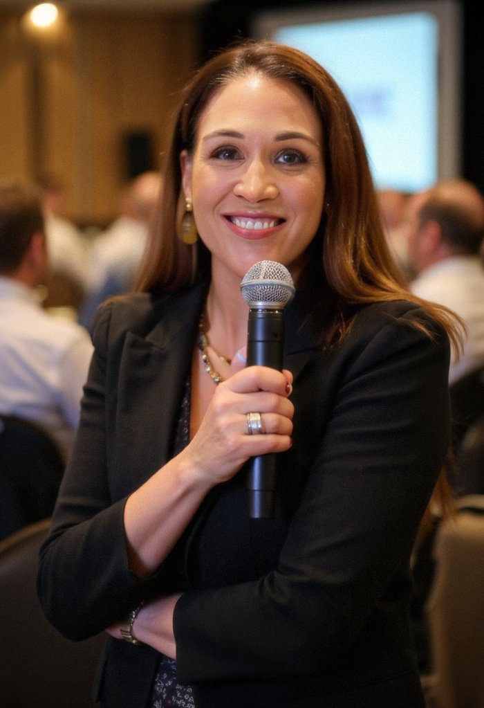 Catherine Canales speaking at a conference