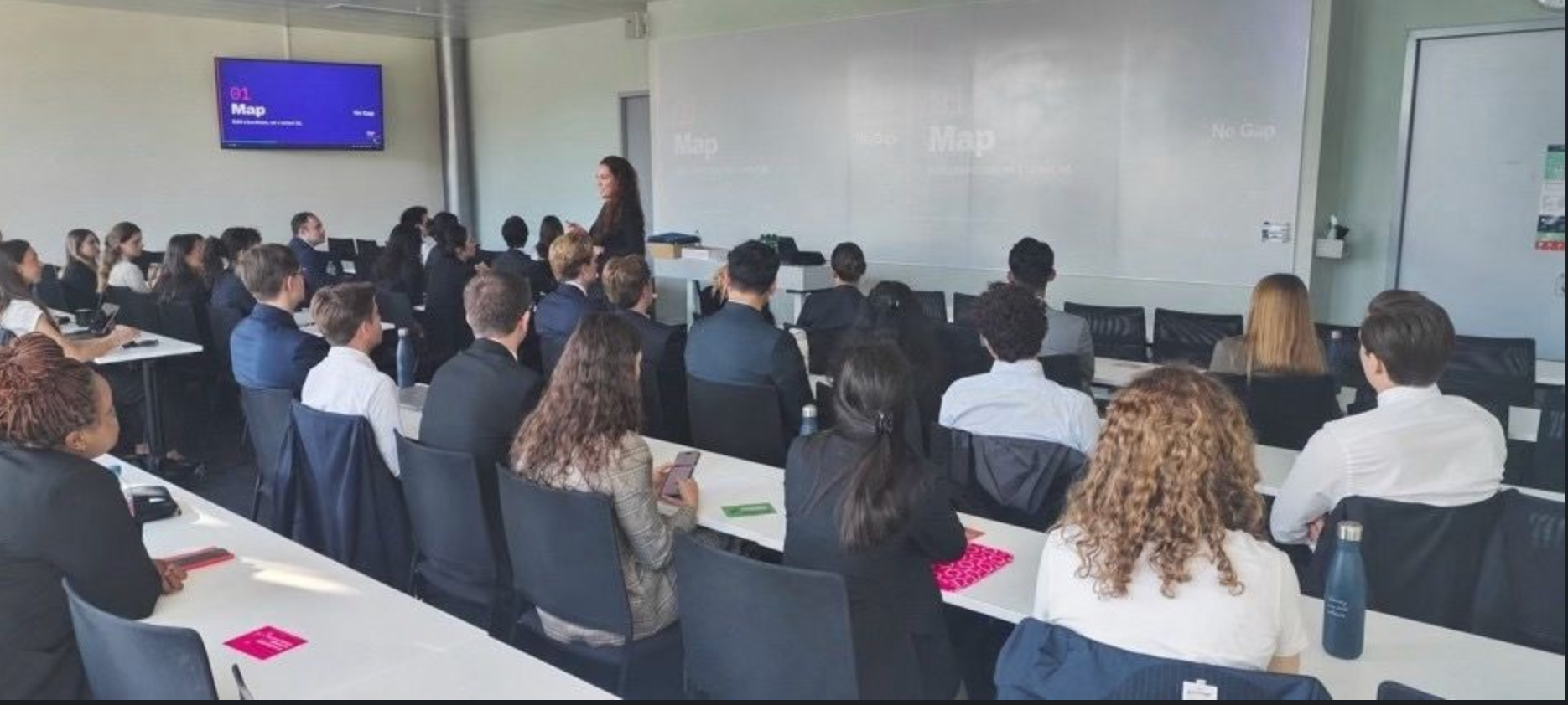 Catherine Canales delivering a NoGap workshop to a business school cohort